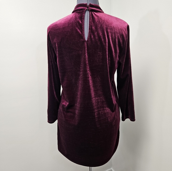 Lord & Taylor choker-neck, burgundy velvet top. - Picture 5 of 9